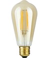 E27 4,7W dimbar LED Rustika-lampa - ST64, filament, guldglas, 2200K, 470lm