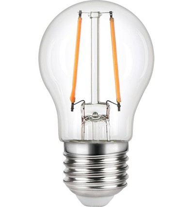 E27 2,5W dimbar LED-kronlampa - G45, filament, klart glas, 2500K