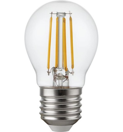 E27 4,7W dimbar LED-kronlampa - G45, filament, klart glas, 2700K