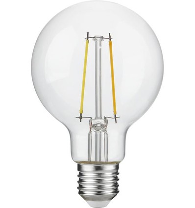 E27 2,5W dimbar LED filamentlampa - G80, 250lm, 2500K, klart glas