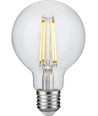 E27 4,7W dimbar LED-globelampa - G80, filament, 2500K, 470lm, klart glas