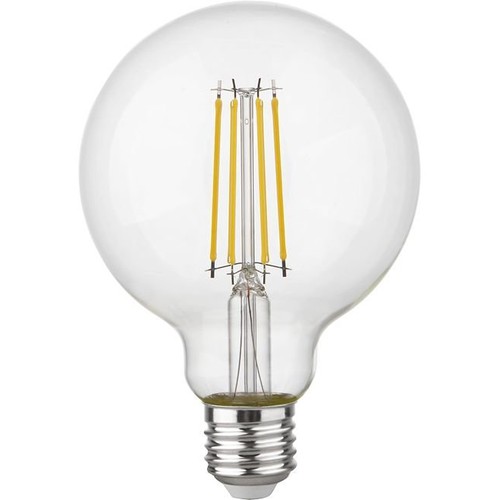 E27 4,7W dimbar LED-globelampa - G95, filament, 2500K, 470lm, klart glas
