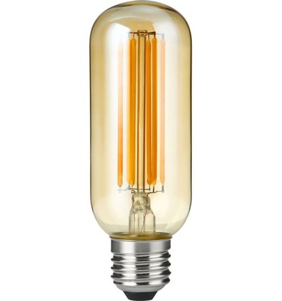 E27 6,5W dimbar LED-rörlampa - 13cm, filament, 2200K, guldglas