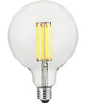 E27 7W dimbar LED-globelampa - G125, filament, 2200K, 600lm, klart glas