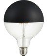 E27 6,5W dimbar LED kronlampa - G125, toppförspeglad svart, 2500K