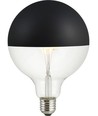 E27 6,5W dimbar LED-kronlampa - G125, toppförspeglad svart, filament, 2500K, 470lm