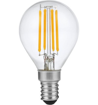 E14 4W dimbar LED-kronlampa - G45, filament, 2500K, klart glas