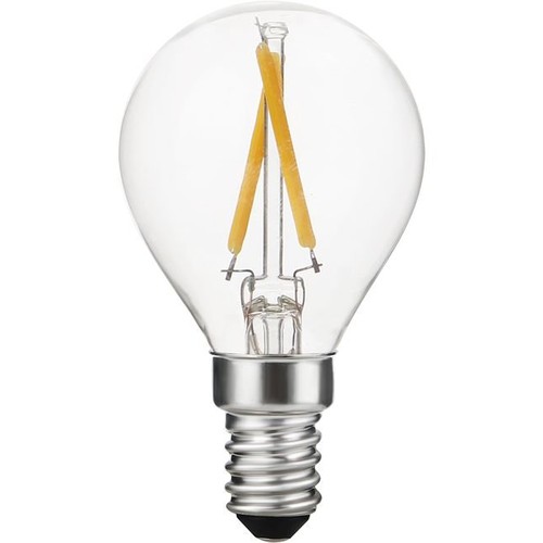E14 2W dimbar LED-kronlampa - G45, filament, 2500K, klart glas