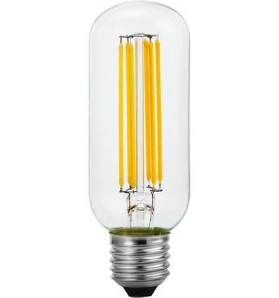 E27 6,5W dimbar LED filament rörlampa - 13cm, 2500K, klart glas, 600lm