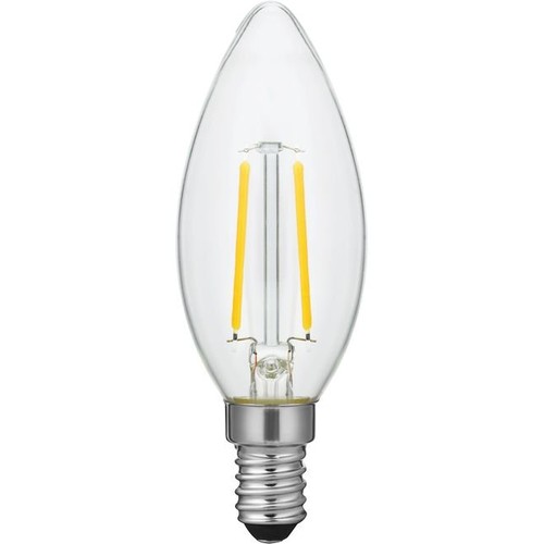 E14 2W dimbar LED-kronlampa - Filament, C35, 2200K, klart glas