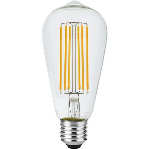E27 5,5W dimbar LED-filamentlampa - ST64 Rustika, 460lm, 2200K, klart glas