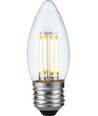 E27 4W dimbar LED-kronljuslampa - C35, filament, 2500K, klart glas