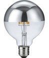 E27 6,5W dimbar LED-klotlampa - G95, toppförsilvrad, filament, 2500K, silvertopp, 470lm