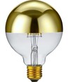 E27 6,5W dimbar LED kronlampa - G95, toppförspeglad guld, 2500K