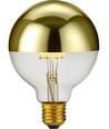 E27 6,5W dimbar LED kronlampa - G95, toppförspeglad guld, 2500K