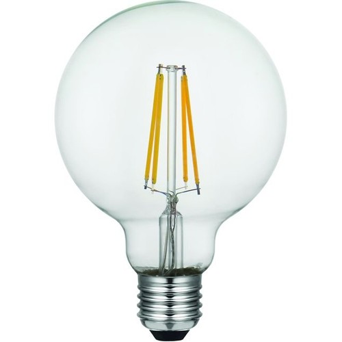 E27 8W dimbar LED-globelampa - G95, filament, 2500K, klart glas, 740lm