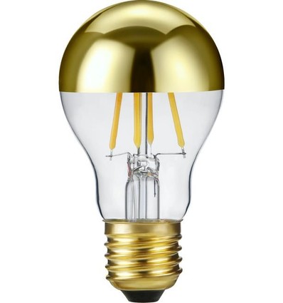 E27 4W dimbar LED kronlampa - Toppförspeglad guld, A55, 2500K