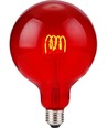 E27 4W dimbar LED-filamentlampa - G125, Flex Globe, Röd, 60lm
