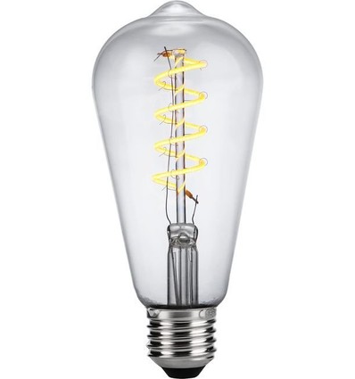 E27 4W dimbar LED Rustika-lampa - ST64, Flex Filament, 2200K, klart glas