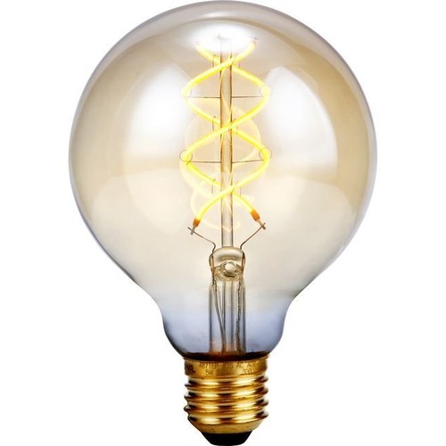 E27 5W dimbar LED-lampa - G95, Gold, Flex Double Helix, 2000K, 300lm