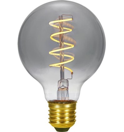 E27 4,5W dimbar LED-globelampa - G95, Flex Filament, 150lm, rökfärgat glas, 2200K