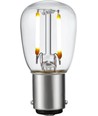 BA15d 1,5W LED filamentlampa - 2500K, klar, 140lm, 5,6cm