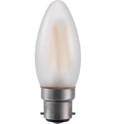 BA22d 4W LED-kronljuslampa - C35, 380lm, dimbar, matt glas, 2500K