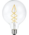 E27 6,5W dimbar LED-globelampa - G125, 500lm, 2200K, filament, klart glas
