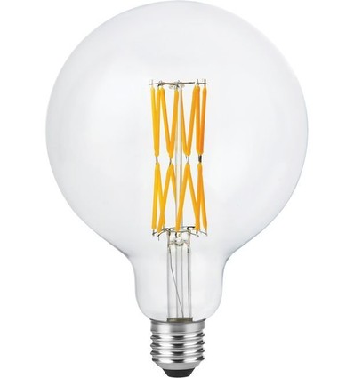 E27 8,5W dimbar LED-filamentlampa - G125, 800lm, Double Globe, 2200K, klart glas