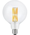 E27 8,5W dimbar LED-filamentlampa - G125, 800lm, Double Globe, 2200K, klart glas