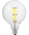 E27 8,5W dimbar LED-filamentlampa - G125, 800lm, Double Globe, 2200K, klart glas