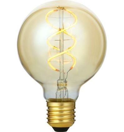 E27 5W 3-stegs dimbar LED-lampa - G80, Gold, Flex filament, 2200K, 460lm