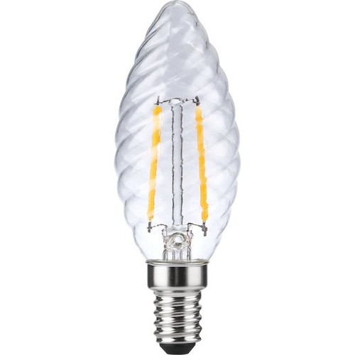 E14 2W dimbar LED-kronlampa - Twisted Candle, filament, 2700K, klart glas