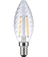 E14 2W dimbar LED-kronlampa - Twisted Candle, filament, 2700K, klart glas