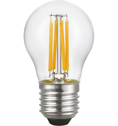 E27 4W filament klotlampa, 24V - G45, 310lm, 2500K, klart glas, AC/DC