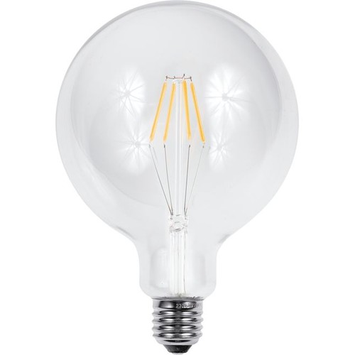 E27 4,5W dimbar LED-globelampa - G125, filament, 500lm, klart glas, 2700K