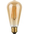 E27 8W dimbar LED Rustika-lampa - ST64, 640lm, 2200K, guldglas, filament