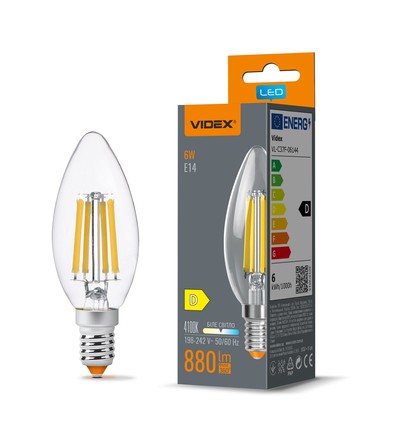 E14 6W filament kronljuslampa - C37, neutralvit