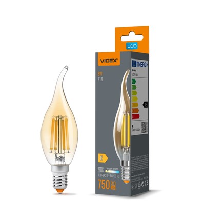 E14 6W LED-kronljus filament - C37, bronsglas, extra extra varmvit