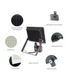 30W NOCTIS LUX 3 strålkastare med sensor - IP44, neutralvit, svart, PIR-sensor