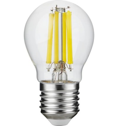 E27 7W dimbar LED-kronlampa - G45, filament, klart glas, 806lm, 2700K
