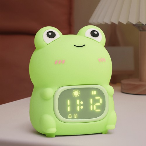 MOCHI groda nattlampa med klocka - Silikon, RGB+W, touch dimbar, IP20 inomhus