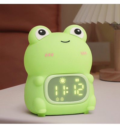 MOCHI groda nattlampa med klocka - Silikon, RGB+W, touch dimbar, IP20 inomhus