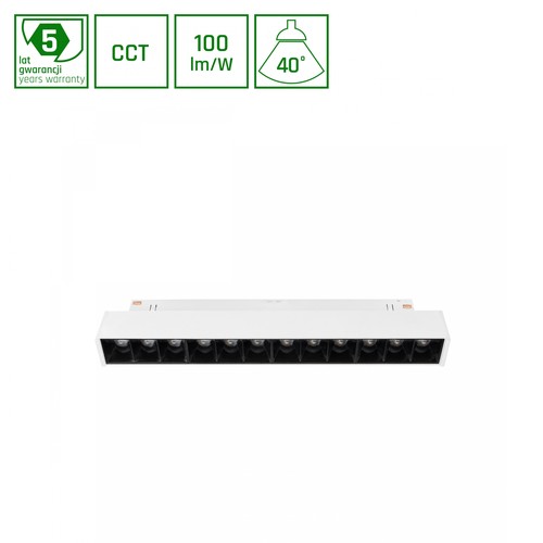12W Systemljus 20.4cm SHIFT Smart-Grid S Skena - 35°, CCT, Vit, Dim, Zigbee