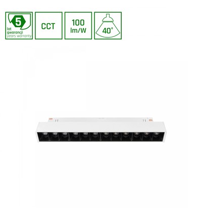 12W Systemljus 20.4cm SHIFT Smart-Grid S Skena - 35°, CCT, Vit, Dim, Zigbee