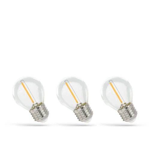 LED Glödlampa E27 1W - 230V, Koltråd, Varmvit, Klar, Spectrum, 3-pack