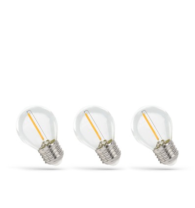 LED-lampor E27 1W - 230V, filament, varmvit, klar, Spectrum, 3-pack