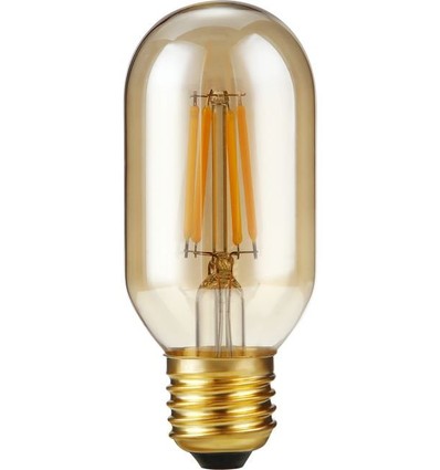 E27 4W dimbar LED-rörlampa - 10,6cm, 2300K, guldglas, filament