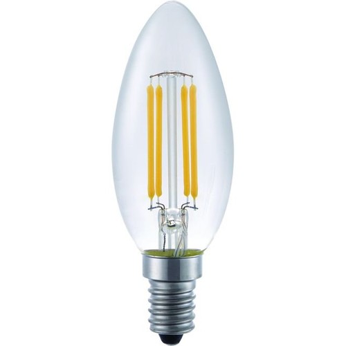 E14 4W dimbar LED-kronljuslampa - C35, filament, 350lm, 2200K, klart glas