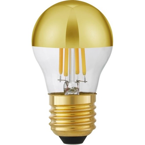 E27 4W dimbar LED kronlampa - Toppförspeglad guld, G45, 2500K